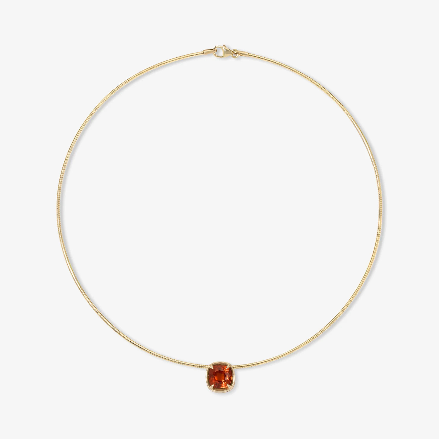 Margot Hessonite Orange Garnet Cushion Cut On Omega Chain Necklace | Stephanie Gottlieb Fine Jewelry