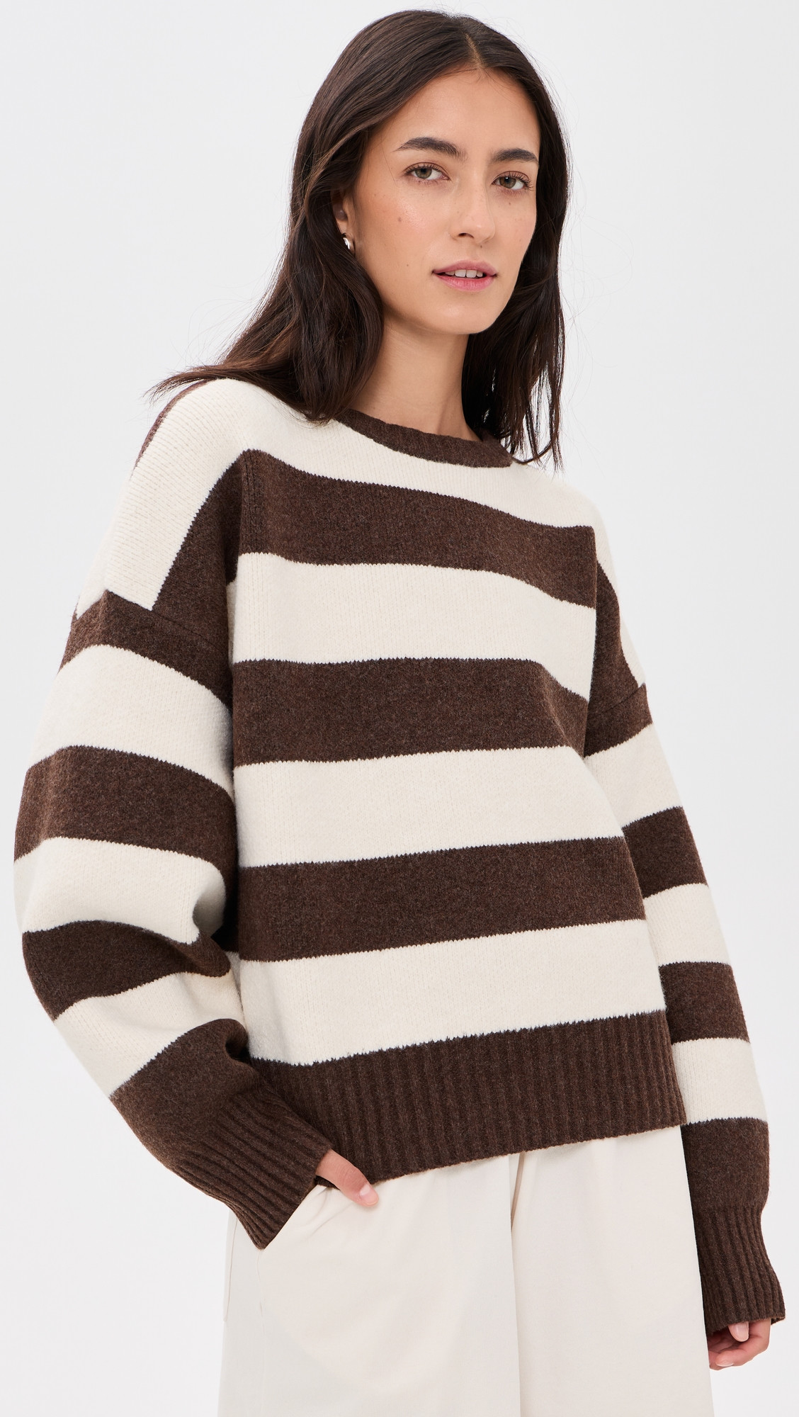Lioness Dolce Knit Sweater Dark Chocolate Stripe M | Shopbop