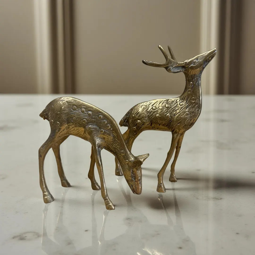 Vintage Brass Deer Figurines – Buck and Doe Pair – AA Importing St. Louis – Made in Korea ... | Etsy (US)