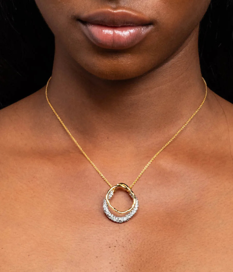 Alexis Bittar Solanales Gold Crystal Orbit Necklace in Gold/Silver | Statement Jewelry from Alexis Bittar | Alexis Bittar
