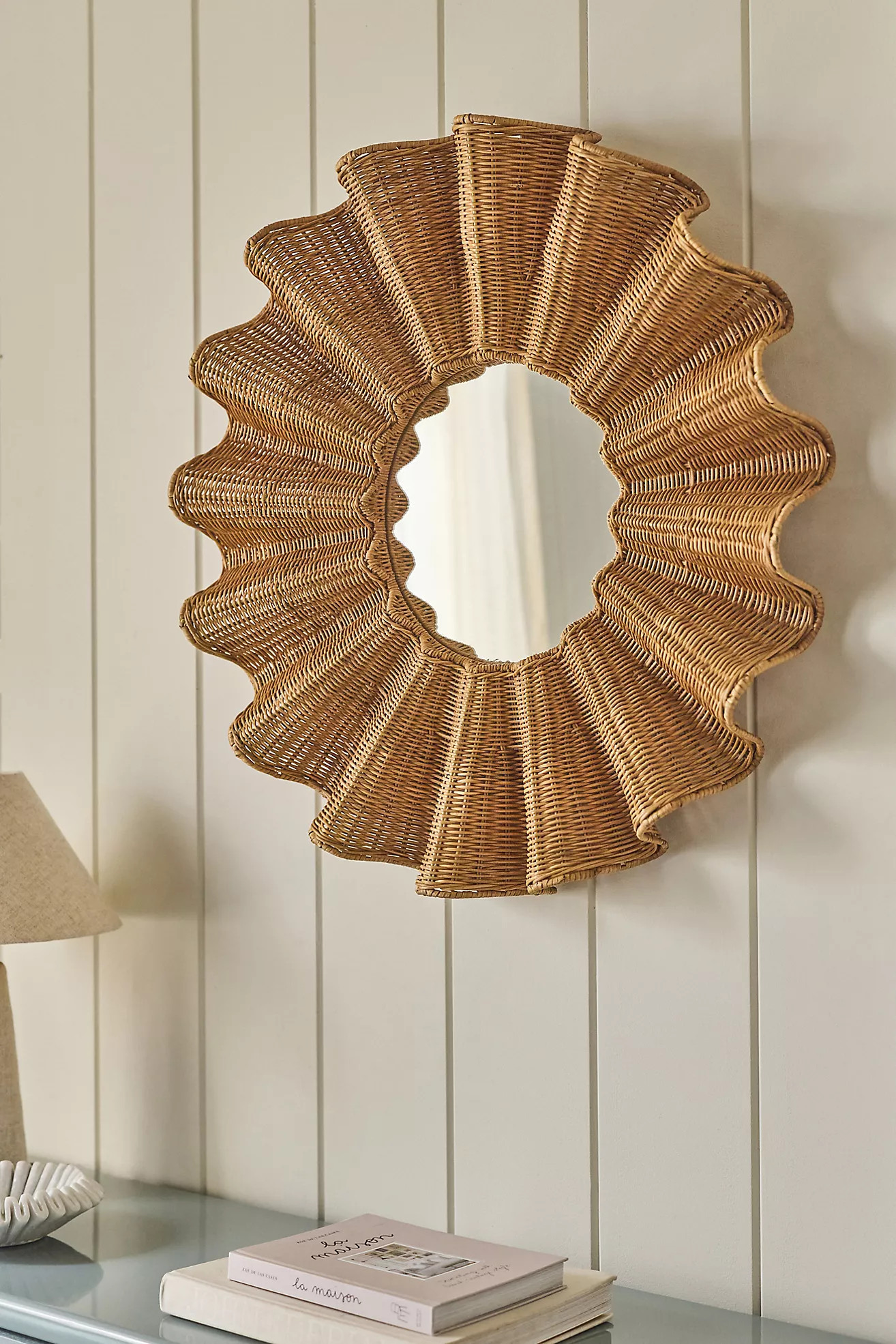 Wave Rattan Round Mirror | Anthropologie (US)