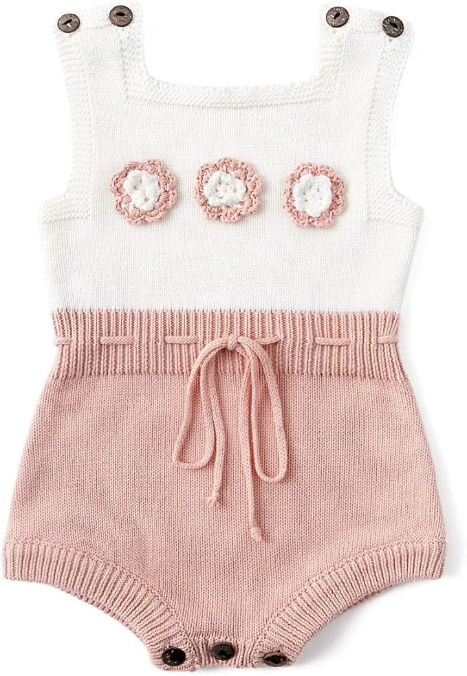 Simplee kids Baby Girl Kint Pompoms Romper Sleeveless Baby Girl Kint Clothes | Amazon (US)