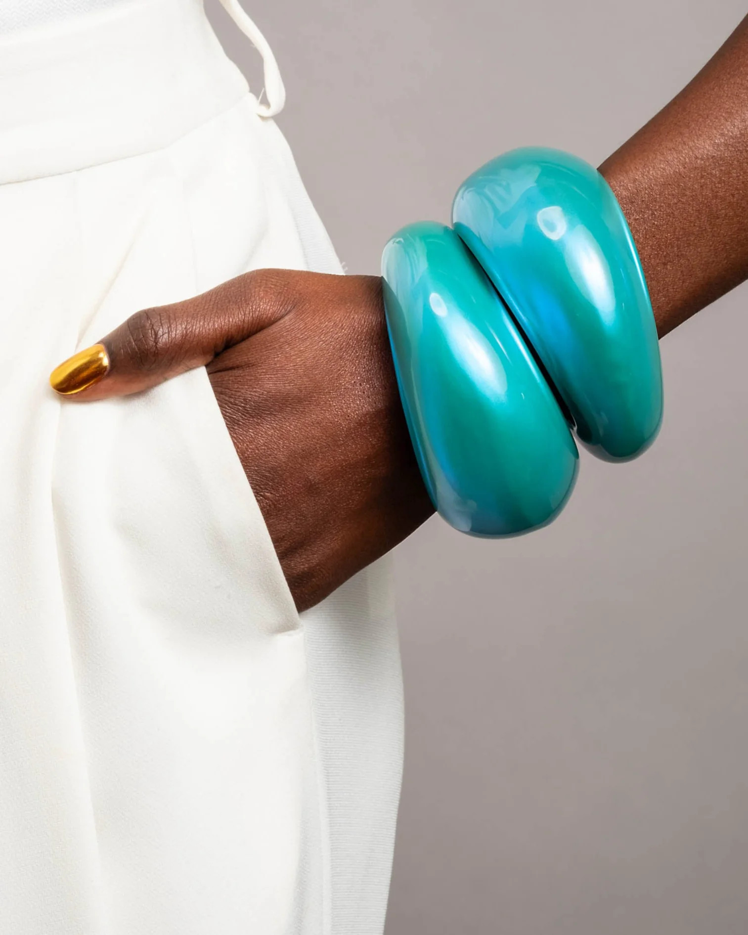 Blue Puffy Lucite Tapered Bangle Bracelet | Blue Tapered Bangle | Alexis Bittar