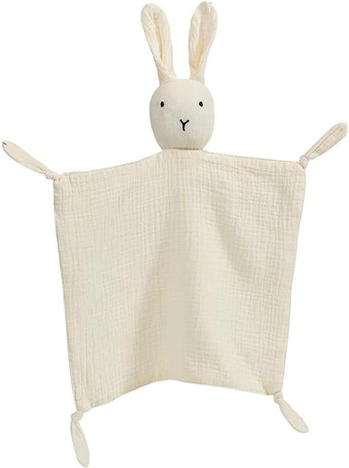 Organic Cotton Muslin Lovey Blanket, Organic Cotton Muslin Bunny Security Blanket Soft & Breathab... | Amazon (US)