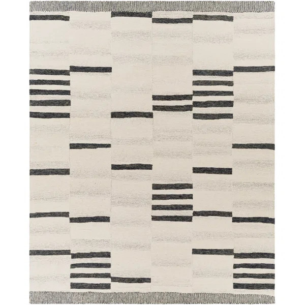Uptown Cream/Black Tufted Wool Area Rug | Wayfair North America