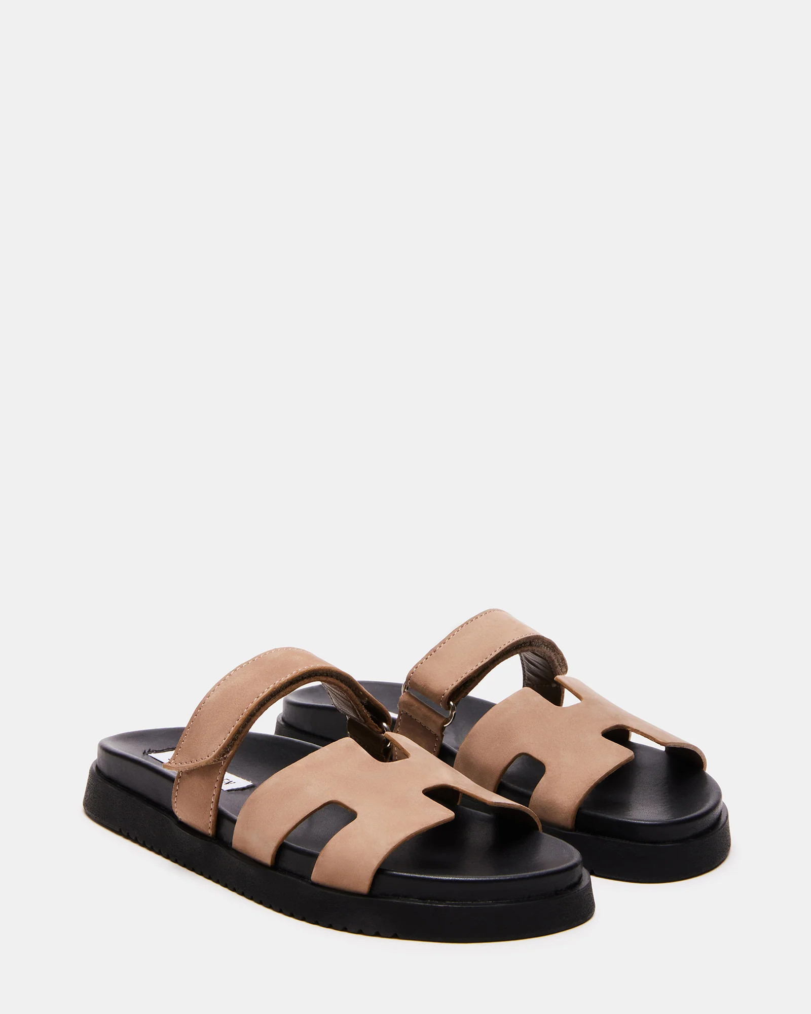MAYVEN Tan Nubuck Flatform Slide Sandals | Women's Designer Sandals | Steve Madden (Canada)