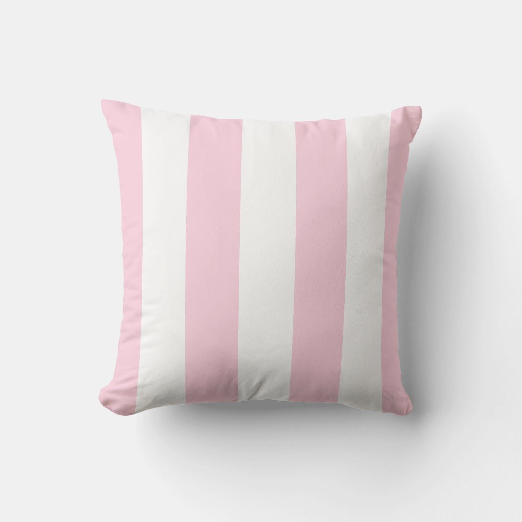 Pink and White Striped | Cabana Outdoor Pillow | Zazzle