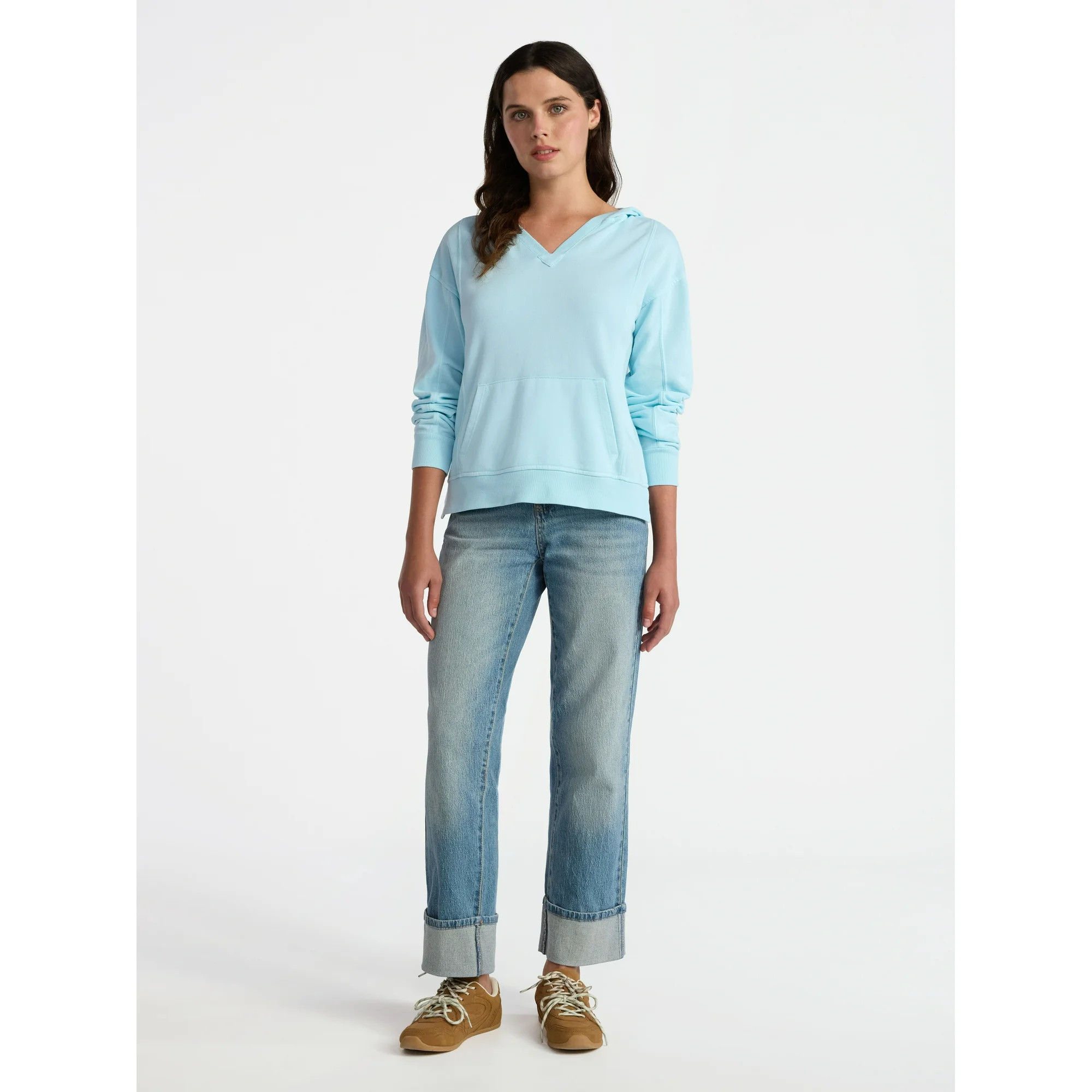 Time and Tru Women's Split Neck Hoodie, Sizes XS-3XL | Walmart (US)