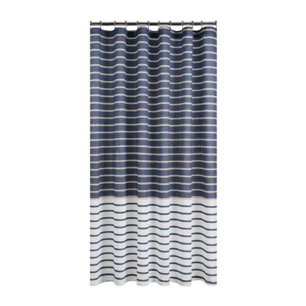 Gap Home Easy Stripe Organic Cotton Shower Curtain Navy 72"x72" | Walmart (US)