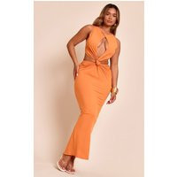 Shape Orange Sculpt Boat Neck Knot Front Maxi Dress | PrettyLittleThing US