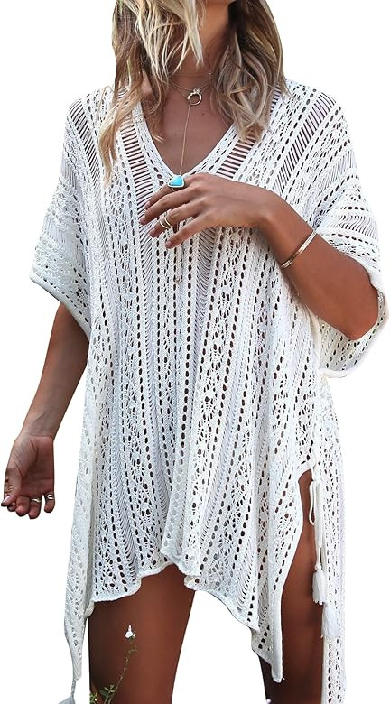 Women’s Bathing Suit Cover Up for Beach Pool Swimwear Crochet Dress | Amazon (US)