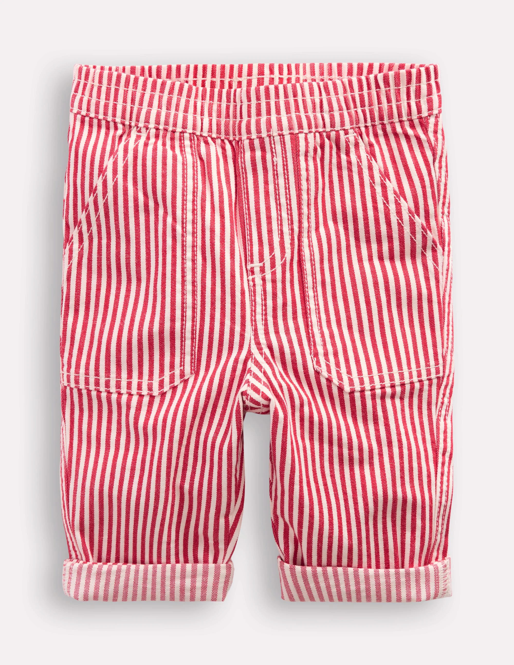 Woven Pull Ons-Soft Ivory/Poppy Red | Boden (US)