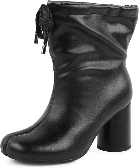 Tabi Boots For Women Split Toe Ankle Boots With Lace Up Details Chunky Block Heel Wide Calf Booti... | Amazon (US)