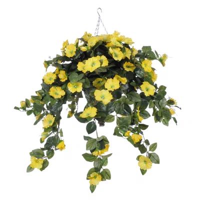Artificial Petunia Hanging Plant in Beehive Basket Flower Color: Yellow | Wayfair North America