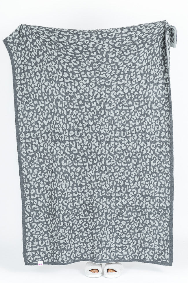 Make Me Believe Dark Grey Small Leopard Print Blanket DOORBUSTER | Pink Lily