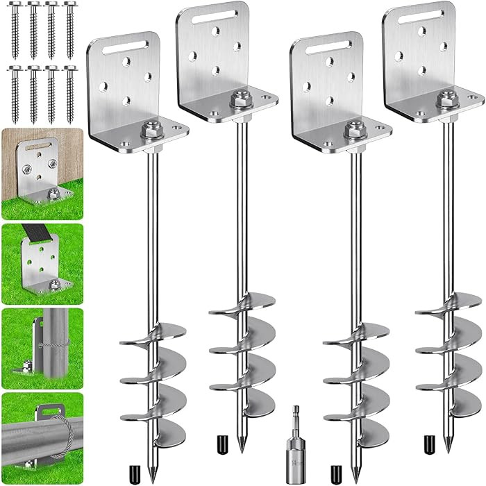 BeneLabel 2/4/6 Pack 18" 24" Ground Anchors Screw in Shed Anchor with L Bracket Trampoline Anchor... | Amazon (US)