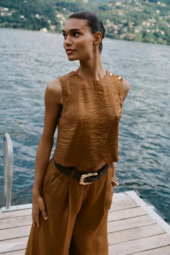 SATIN CROSSOVER TOP | Zara US