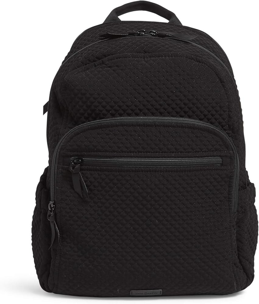Vera Bradley Women's Microfiber Campus Backpack, Classic Black, One Size | Amazon (US)