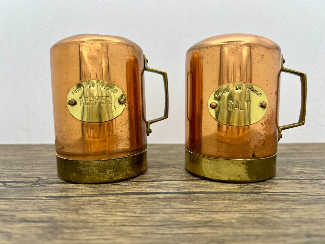 Vintage Copper Salt and Pepper Shakers - Etsy | Etsy (US)
