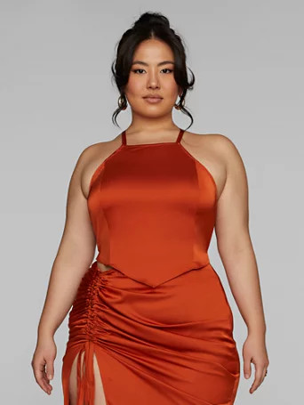 Calista Tie Back Satin Top - Fashion To Figure | Fashion To Figure