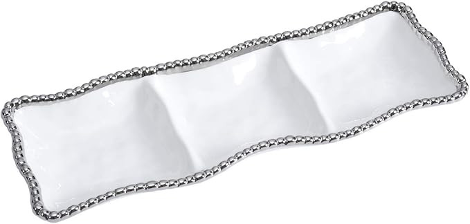 3-Section Serving Piece Porcelain with Silver Trim | Amazon (US)