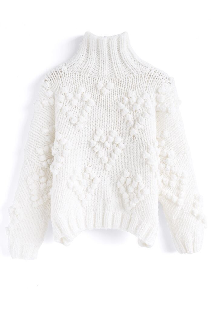 Knit Your Love Turtleneck Sweater in White | Chicwish