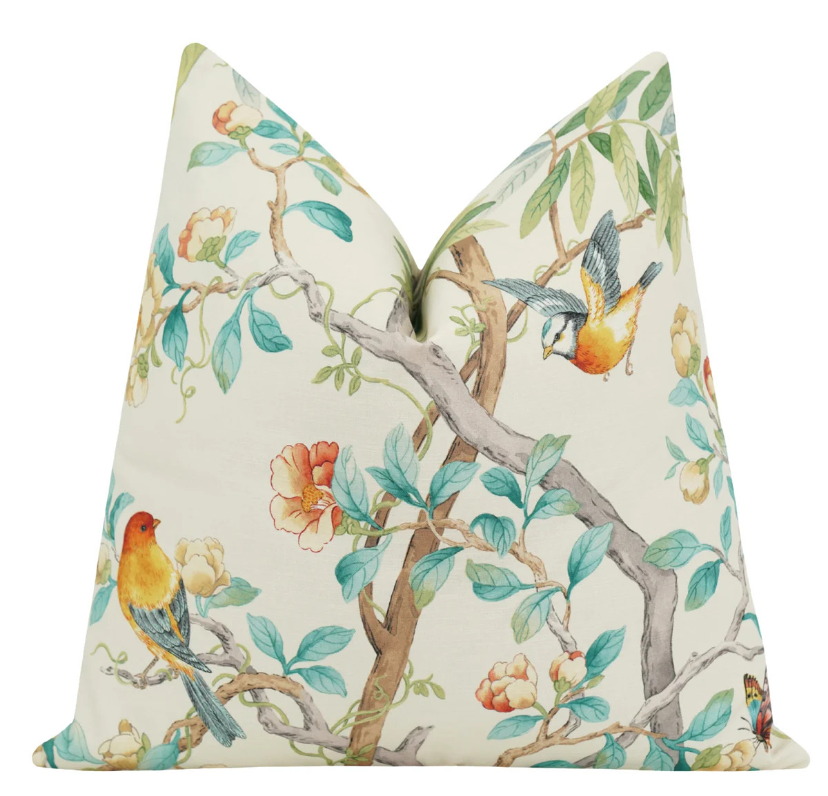 Augusta Summer Floral Bird Pillow | Land of Pillows