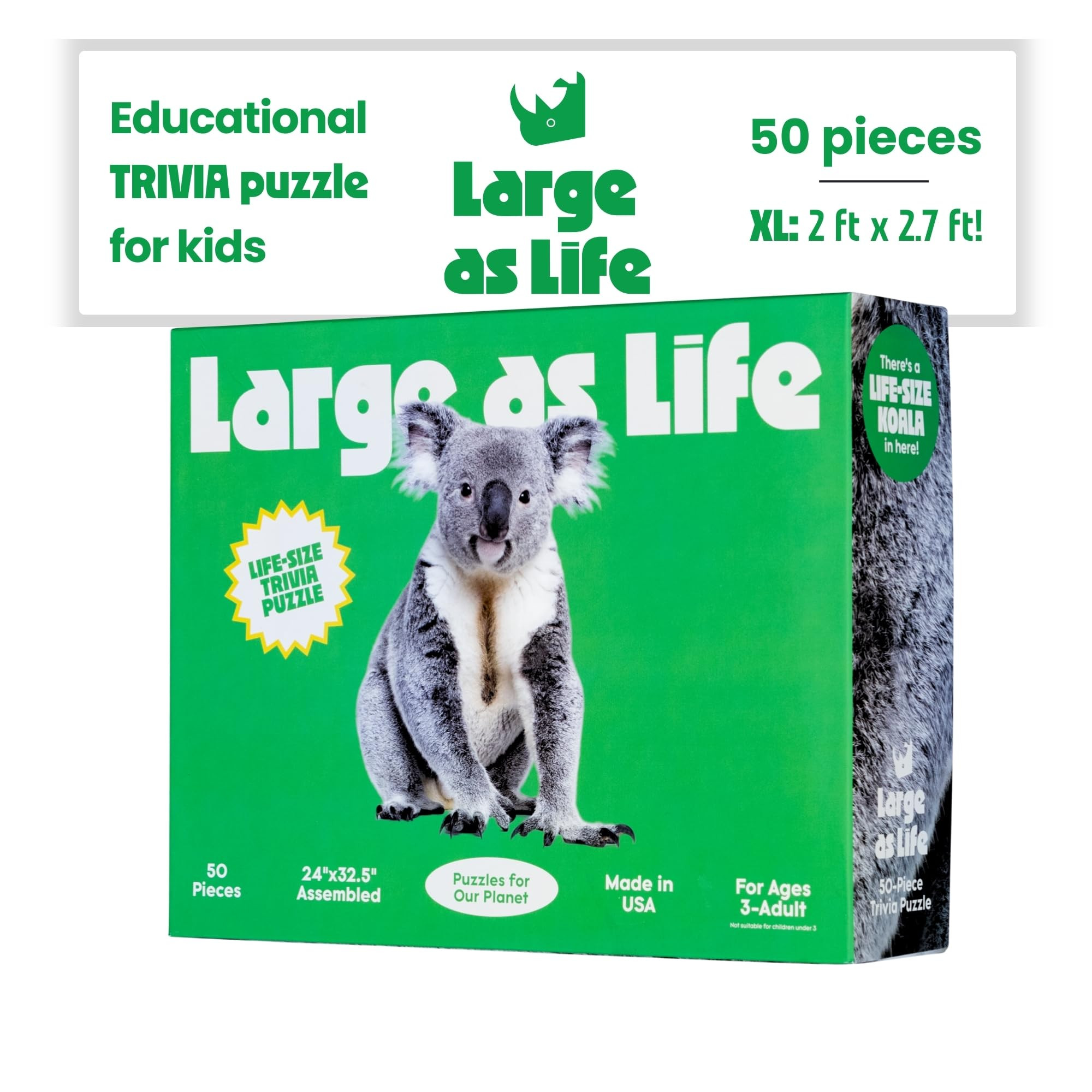 50 Piece Trivia Floor Jigsaw Puzzle - Life Size Koala - Educational Trivia On Each Piece – Fun ... | Amazon (US)