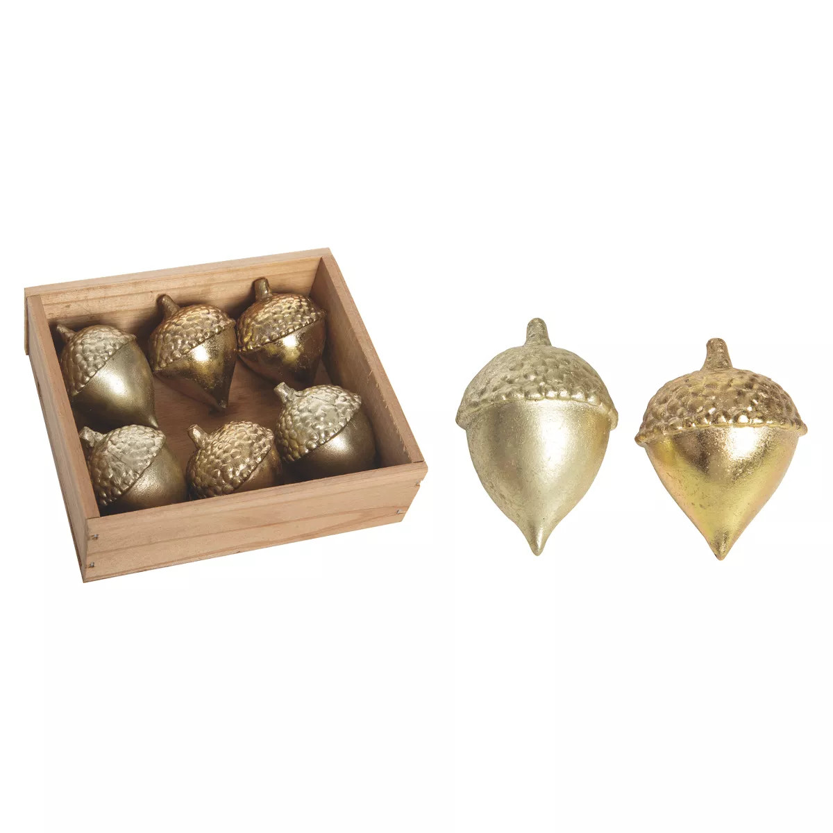 Transpac 5.75 in Gold Harvest Resin Acorn Display Set of 6 Fall Decorative Objects | Target