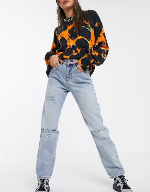 COLLUSION x000 – Unisex-90er-Jeans mit geradem Schnitt und Zierrissen | ASOS DE