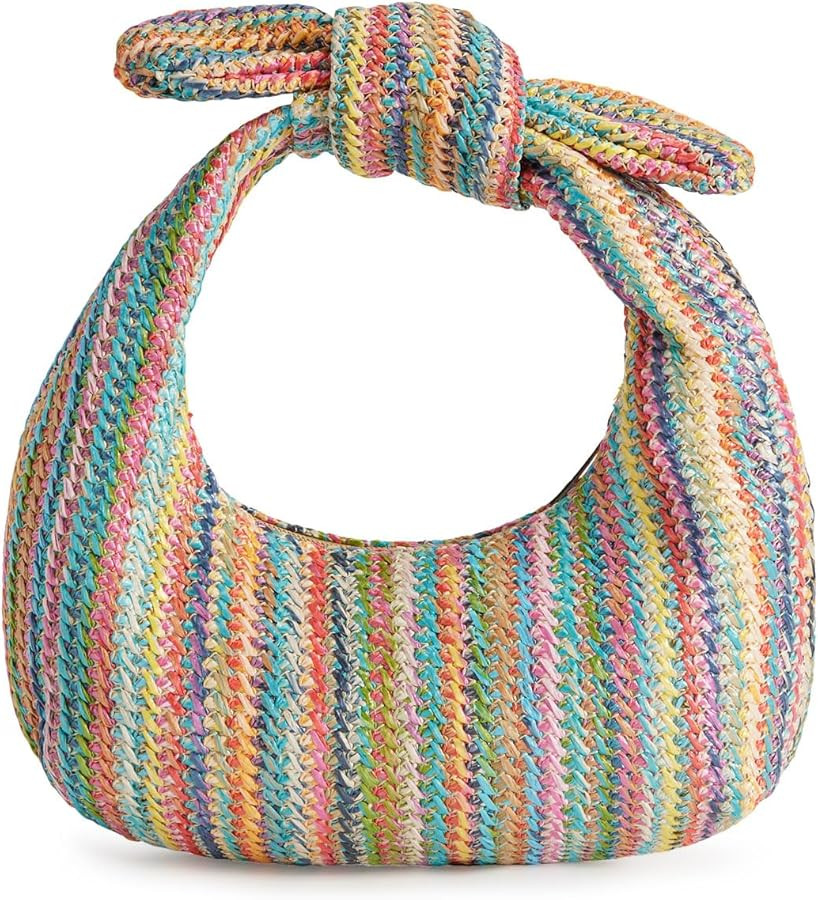 Huralona Women Straw Woven Clutch Purse Pleated Handbag for Summer Beach Vacation Straw Shoulder ... | Amazon (US)