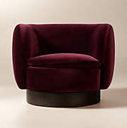 Muir Oxblood Velvet Swivel Chair – Custom Material | CB2