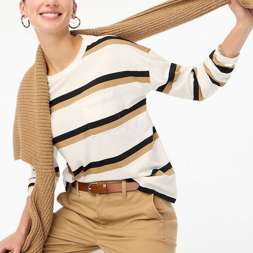 Striped long-sleeve pocket tee | J.Crew Factory