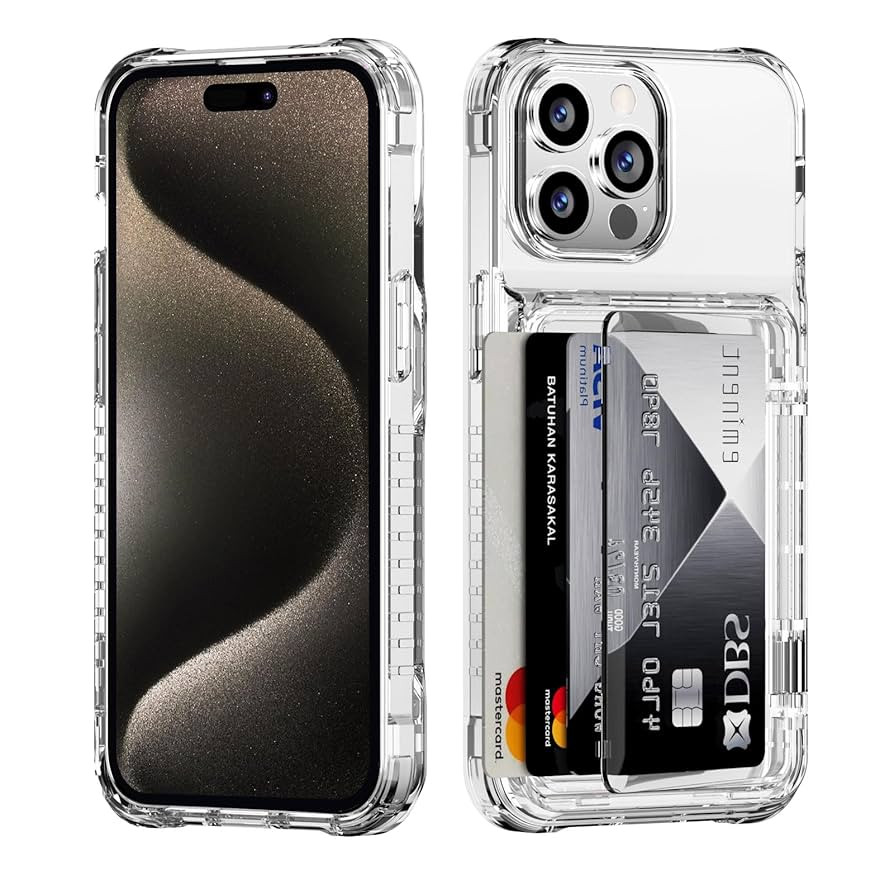 for iPhone 15 Pro Max Case Wallet Clear Protective Phone Case with Credit Card Holder Heavy Duty ... | Amazon (US)