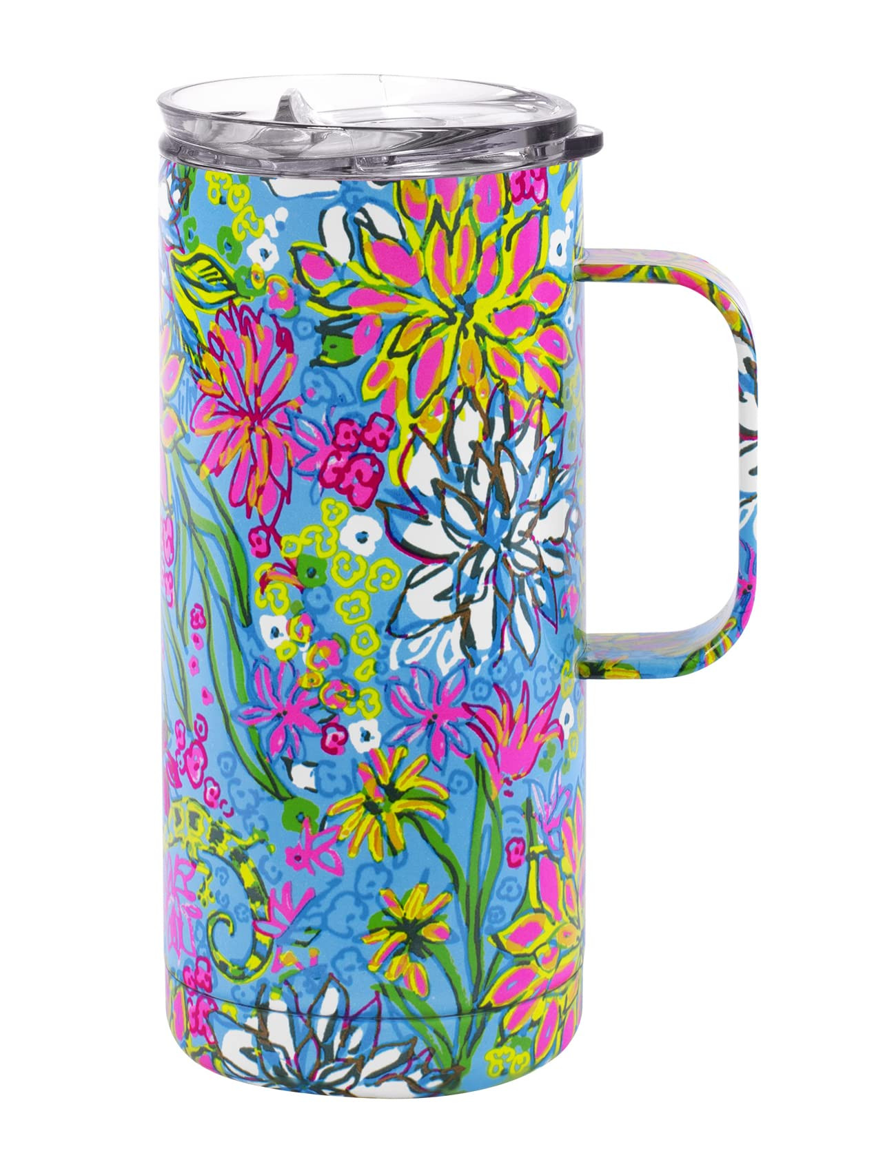 Lilly Pulitzer 16 Oz Travel Mug with Handle and Lid, Stainless Steel Insulated Coffee Tumbler, Do... | Amazon (US)