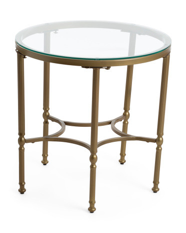 24in Iron And Glass Bonnifait Round Side Table | Furniture & Lighting | Marshalls | Marshalls