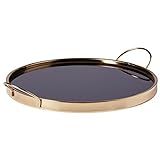 Amazon Brand – Rivet Contemporary Decorative Round Metal Serving Tray with Handles, 17.5-Inch, Black | Amazon (US)