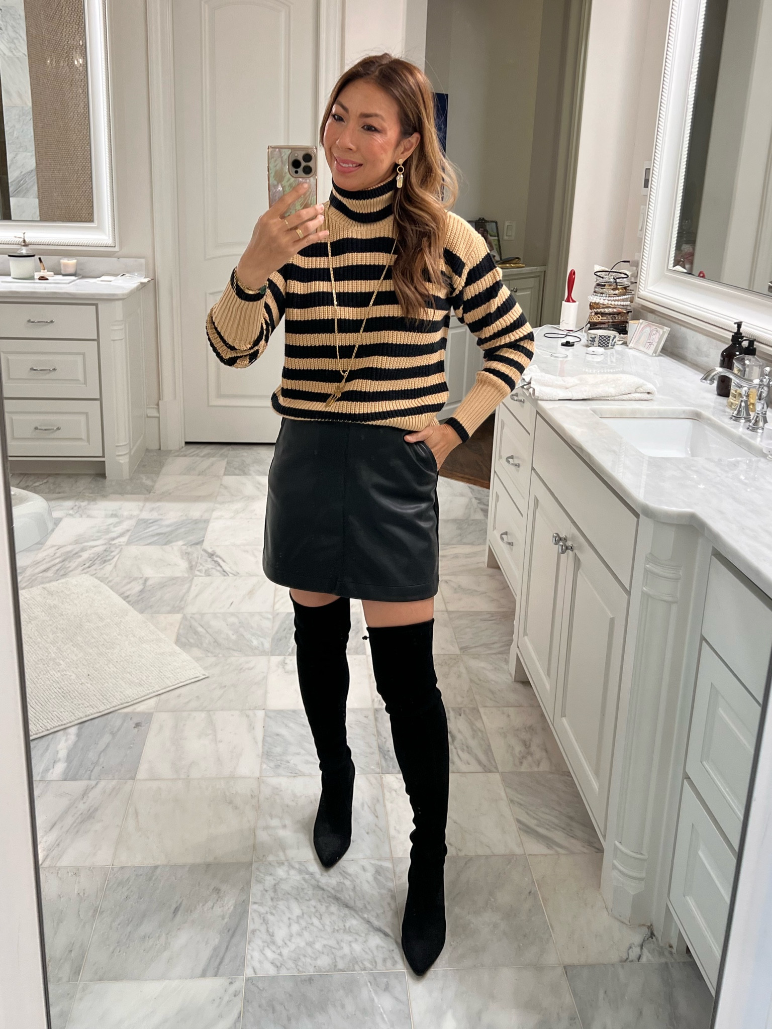 Cabi polo turtleneck & vegan leather skorts (size XS & 2) 🤎🖤 #styleofsam #cabiclothing 

#LTKSeasonal #LTKover40 #LTKstyletip