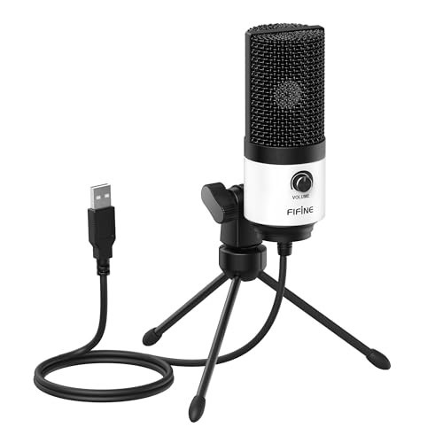 FIFINE USB Podcast Microphone,PC Computer Recording Mic for Desktop Laptop,Studio Condenser Microphone with Volume Knob for Voice-Over, Vocals, Online Meeting, YouTube-K669W | Amazon (US)