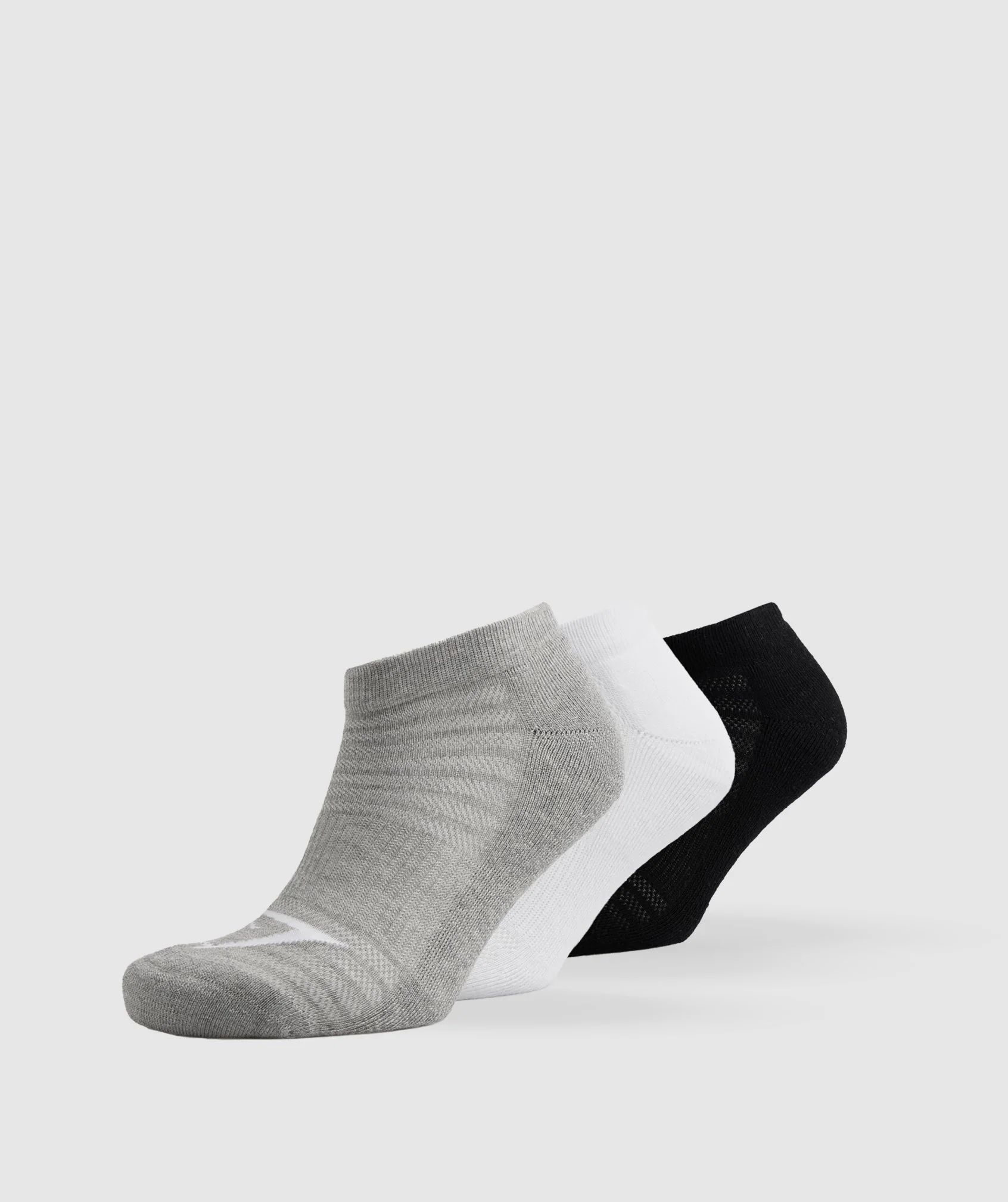 Trainer Socks 3pk White/Black/Light Grey Core Marl | Gymshark US