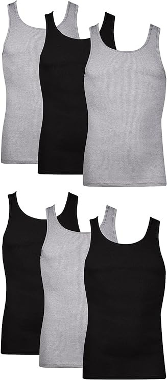 Hanes Men's Lightweight Cotton Moisture-Wicking Tank Undershirts (6 Pack) | Amazon (US)