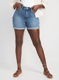 High-Waisted O.G. Straight Cut-Off Jean Shorts for Women -- 5-inch inseam | Old Navy (US)