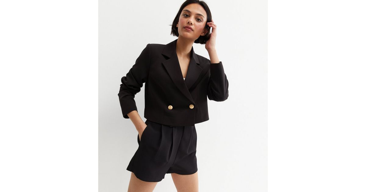 Black Button Crop Blazer
						
						Add to Saved Items
						Remove from Saved Items | New Look (UK)