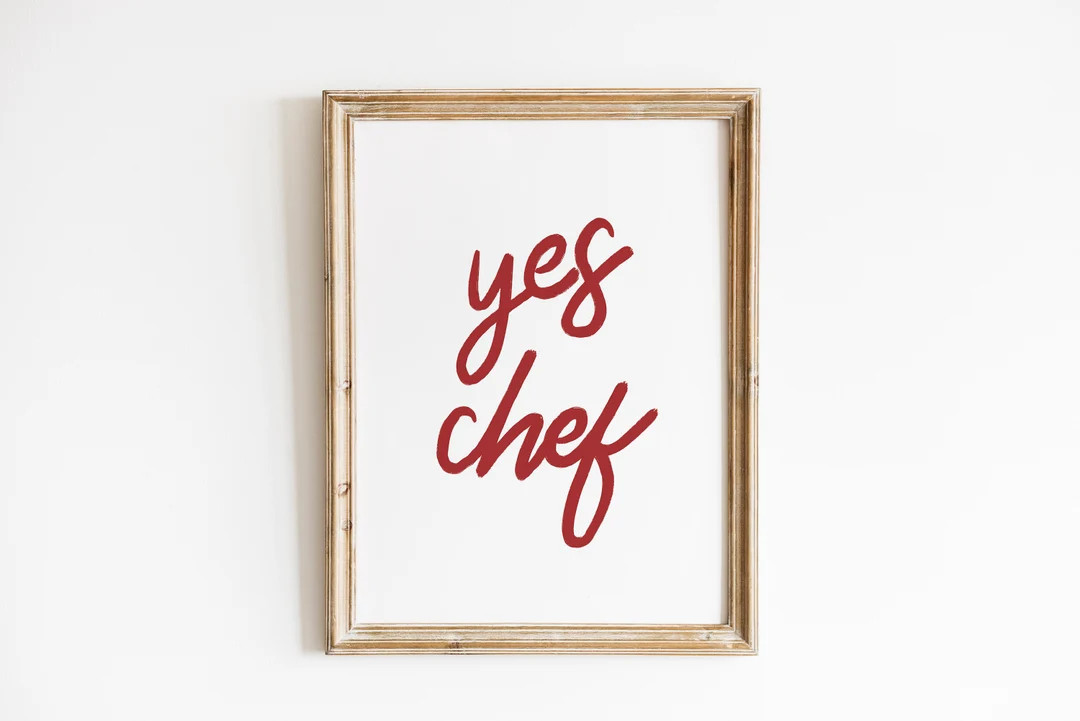 Yes Chef Poster, Mid Century Print, Kitchen Wall Art, Minimalistic Kitchen Print, Typography Prin... | Etsy (US)