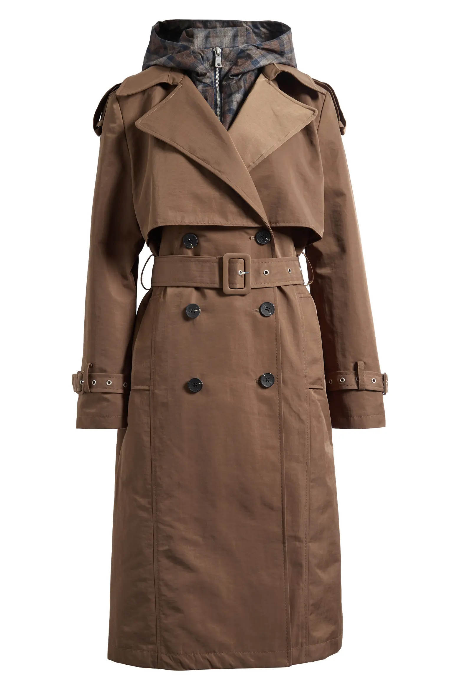 Crinkled Nylon Trench Coat with Hooded Bib Inset (Women) | Nordstrom | Nordstrom