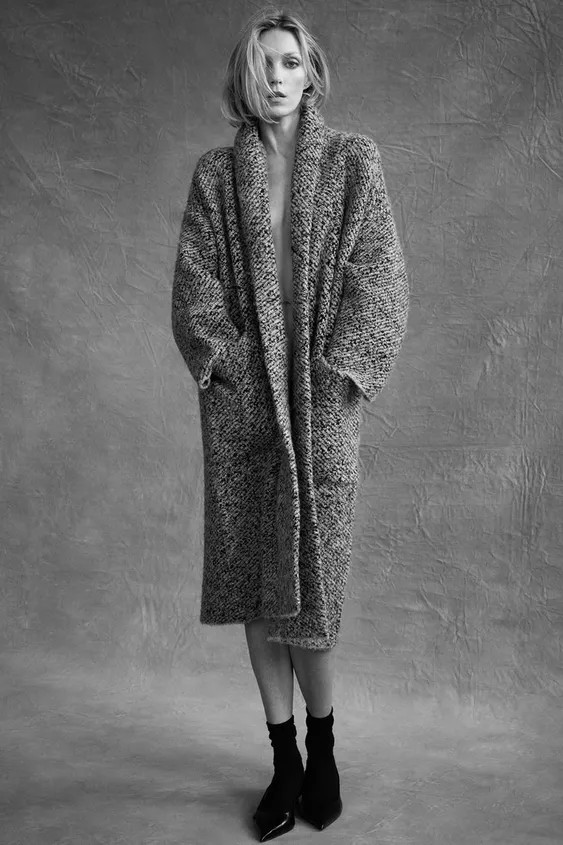 WRAPAROUND COLLAR KNIT COAT | Zara US