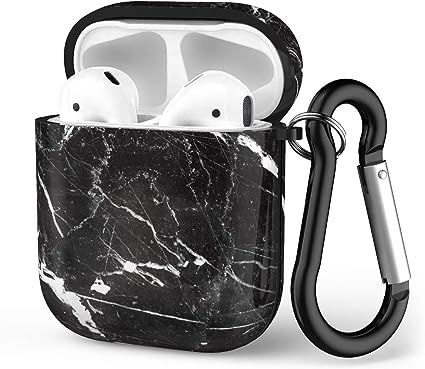 Xmifer Case for AirPods Case Cover, Compatible with Apple Airpods 2 & 1, Cute Black White Marble ... | Amazon (US)