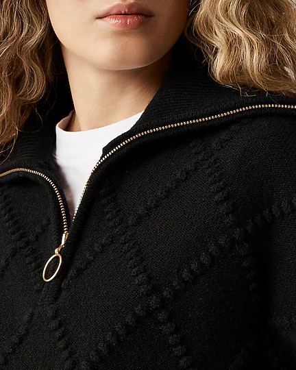 Popcorn-stitch quarter-zip sweater in vintage wool | J. Crew US