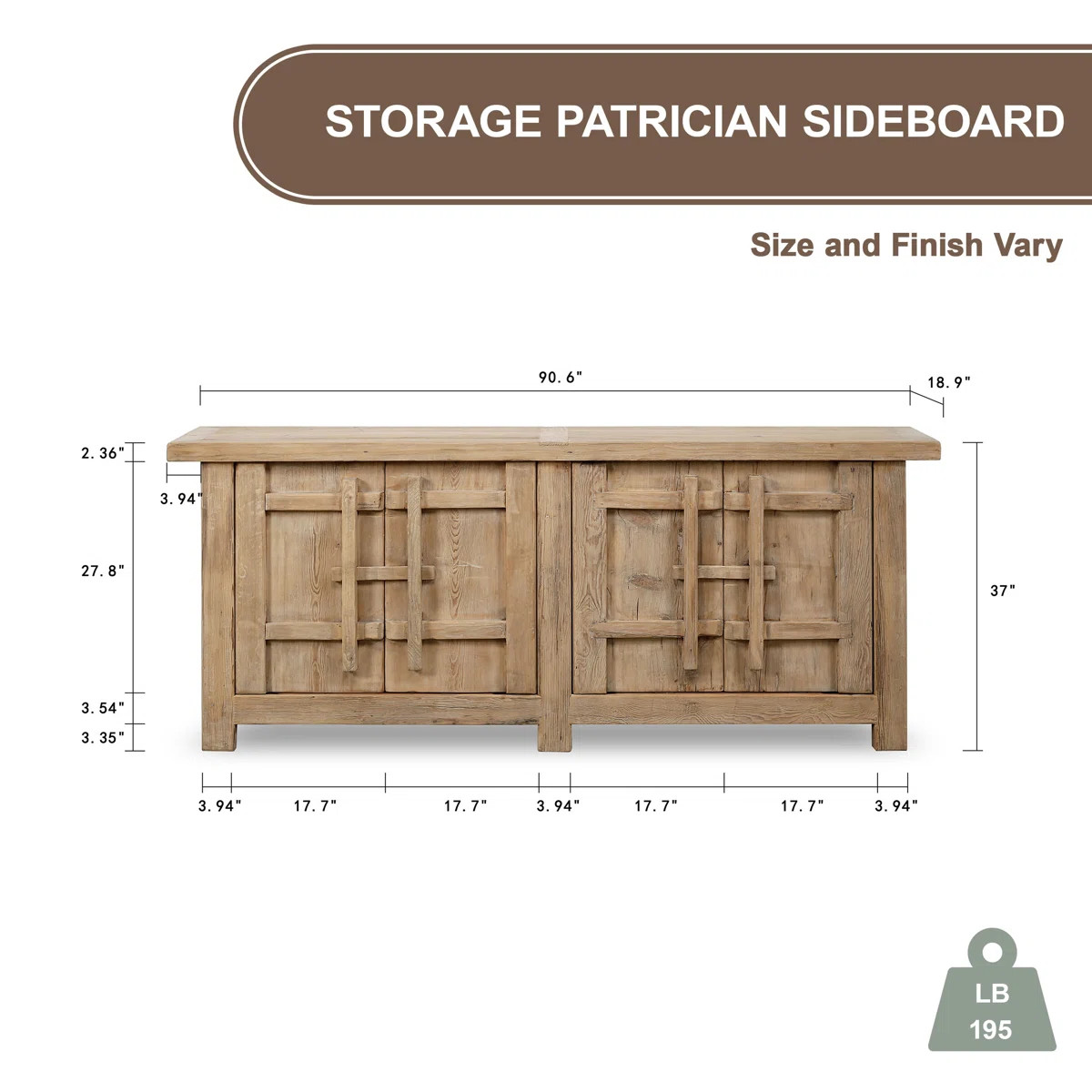 Amalfi 91'' Solid Wood Sideboard | Wayfair North America