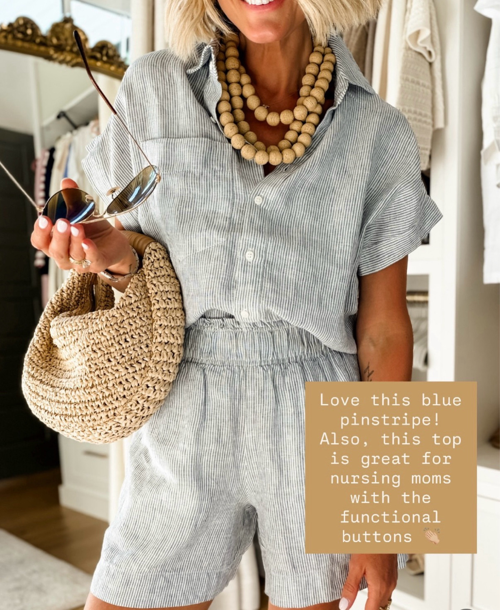 This blue pinstripe pattern is so classic! Love how you can dress this set up or down! Wearing S!

Loverly Grey, summer outfit, summer staples, quince, matching set 

#LTKSeasonal